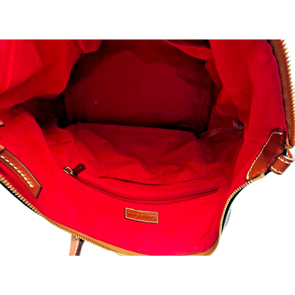 Dooney & Bourke Tote Bag Pebble Grain Leather Navy /Brown Red Lining #J12252621 - Picture 13 of 16